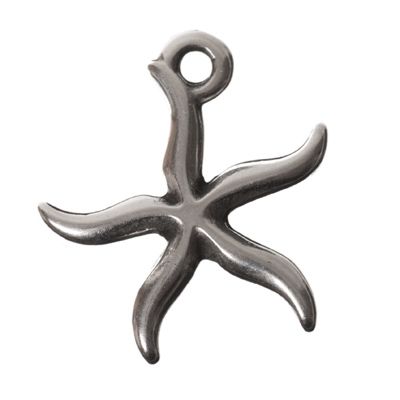 Metal pendant, starfish, 15.5 x 13.5 mm, silver-plated 