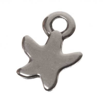 Metal pendant, star, 10 x 6.5 mm, silver-plated 