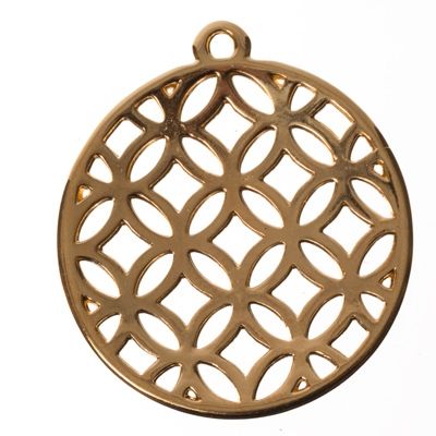 Metal pendant Flower of Life, diameter 30 mm, gold-plated 