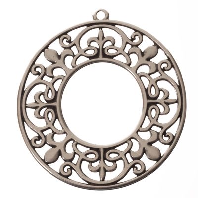 Metallanhänger Filgranes Ornament, Durchmesser 45 mm, versilbert 