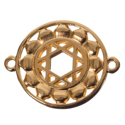Connecteur de bracelet chakra du coeur, 25 x 20 mm, doré 