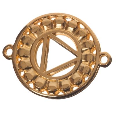 Bracelet connector navel/solar plexus chakra, 24 x 20 mm, gold-plated 