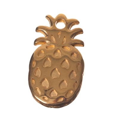 Metal pendant pineapple, diameter 11 x 20 mm, gold-plated 
