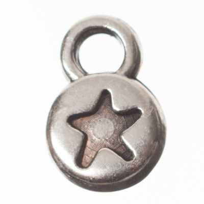 Metal pendant mini-arm star, diameter 9 x 6 mm, silver-plated 