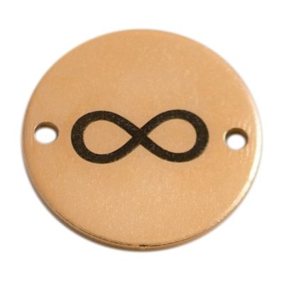 Coin connecteur de bracelet Infinity, 15 mm, doré, motif gravé au laser 