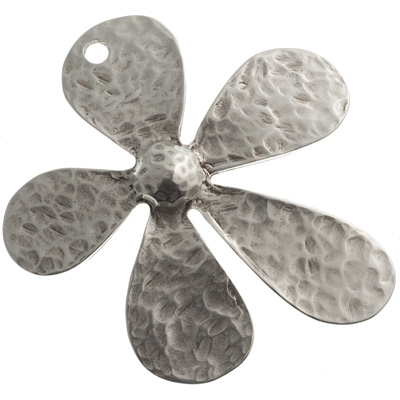 Metal pendant flower, XXL pendant, 65.5 x 62 mm, silver-plated 