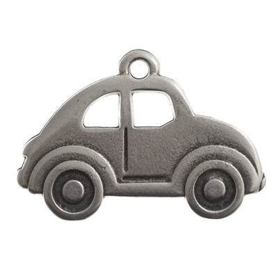 Metal pendant car 22.5 x 33 mm, silver plated 
