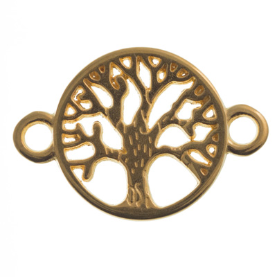 Bracelet connector tree, 22.5 x 15.5 mm, gold-plated 