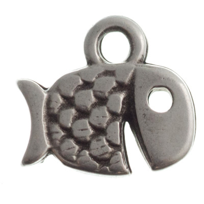 Pendentif métal poisson, 8,5 x 9 mm, argenté 