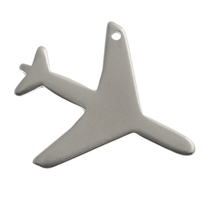 Metal pendant aeroplane 31 x 26 mm, silver-plated 