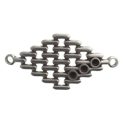 Bracelet connector rhombus, 37 x 18.5 mm, silver-plated 