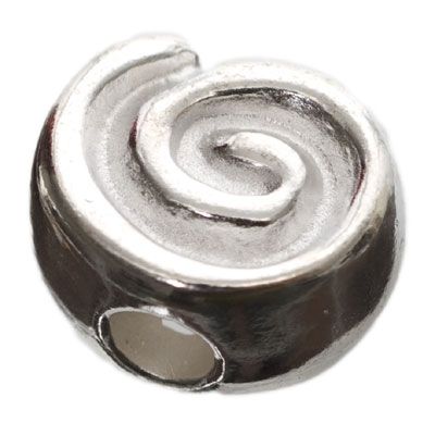 Metal bead scroll, approx. 11 x 6 mm, silver-plated shiny 