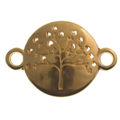 Bracelet connector tree, 23 x 16 mm, gold-plated 