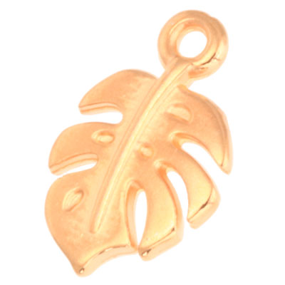 Metal pendant Monstera leaf, 15 x 9.5 mm, gold-plated 