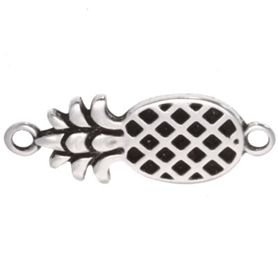 Bracelet connector pineapple, 22 x 8 mm, silver plated 