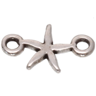 Bracelet connector starfish, 13 x 7,5 mm,silver plated 