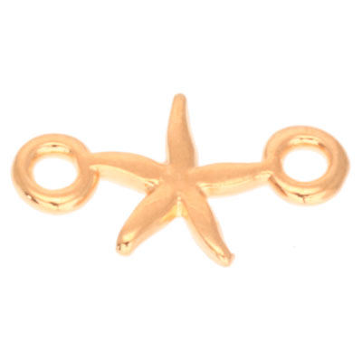 Bracelet connector starfish, 13 x 7.5 mm, gold-plated 