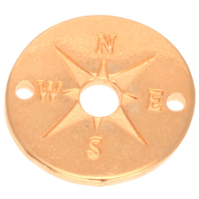 Bracelet connector compass, diameter 16 mm, gold-plated 