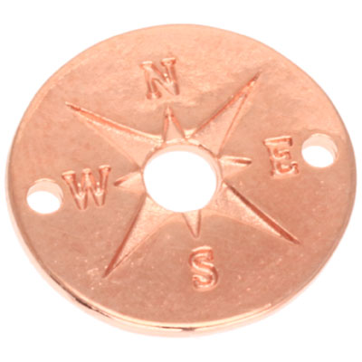 Armbandstekker kompas, diameter 16 mm, roségoud verguld 