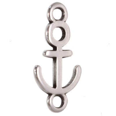 Bracelet connector anchor, 16 x 8 mm, silver plated 