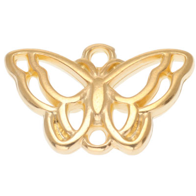 Bracelet connector butterfly, 11 x 18 mm, gold-plated 