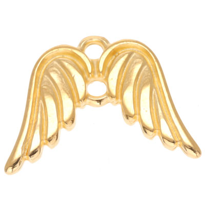 Bracelet connector angel wings, 12 x 16.5 mm, gold-plated 