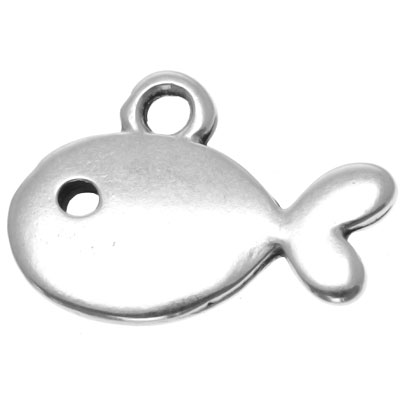 Metal pendant fish, 10 x 13 mm, silver-plated 