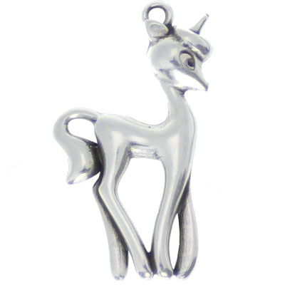 Metal pendant unicorn, 31 x 16 mm, silver plated 