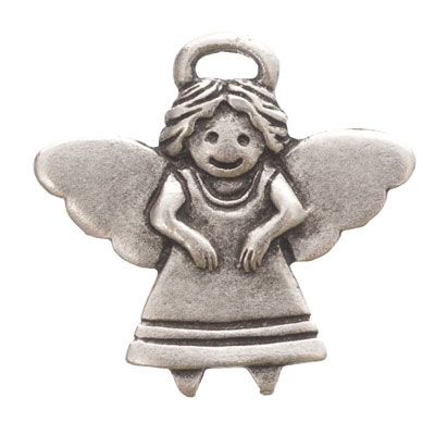 Metal pendant angel , approx. 35 mm, silver-plated 
