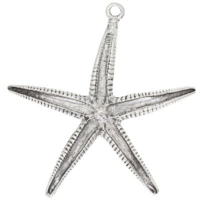 Pendentif XXL en métal étoile de mer, 65 x 65 mm, argenté 
