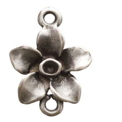 Metal pendant flower, approx. 16 mm, silver-plated 
