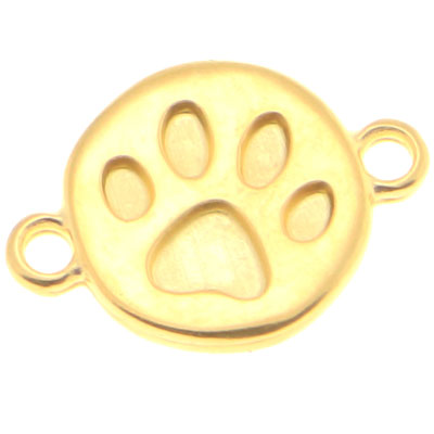 Bracelet connector paw, 16.5 x 11.5 mm, gold-plated 