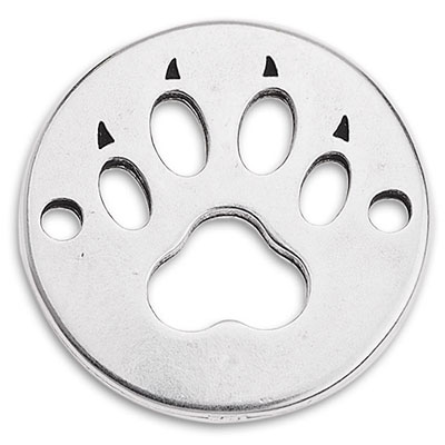 Bracelet connector round, with paw, 19 mm, silver-plated 