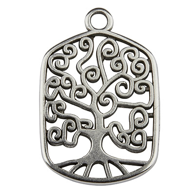Metal pendant tree of life, 22 x 14 mm, silver-plated 
