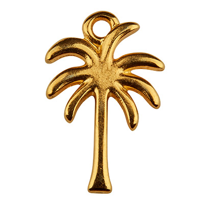 Metal pendant palm tree, 18 x 12 mm, gold-plated 