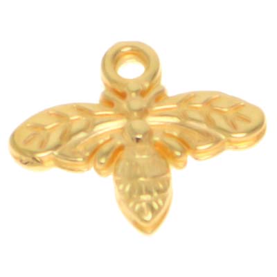 Metal pendant bee, 13 x 15 mm, gold-plated 
