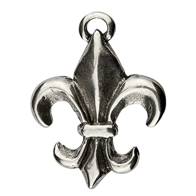 XXL metal pendant lily, 54 x 42 mm, silver-plated 