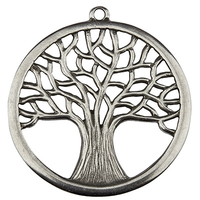 XXL metal pendant Tree of Life, 53 x 49 mm, silver-plated 