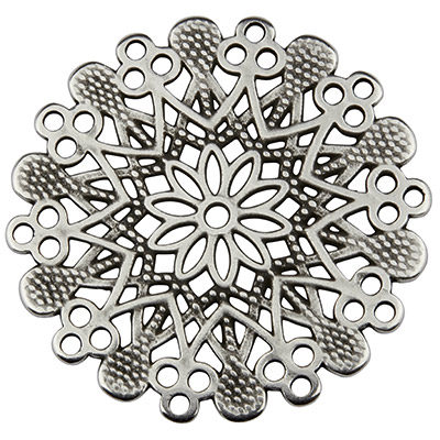 Metal pendant ornament, 44 x 44 mm, silver-plated 