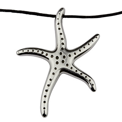 Metal pendant starfish, 40 x 28 mm, silver plated 