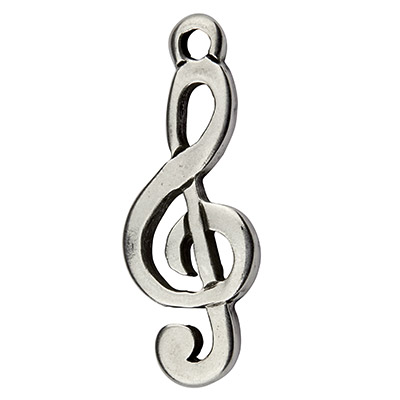 Metal pendant clef, 47 x 18 mm, silver-plated 