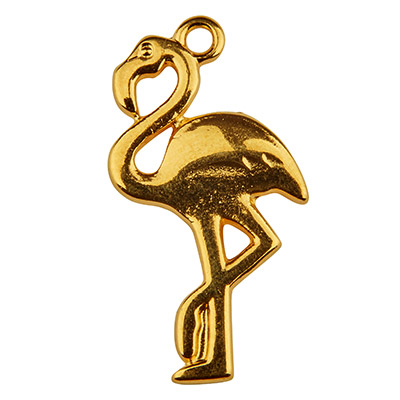Metal pendant flamingo, 25 x 13 mm, gold-plated 