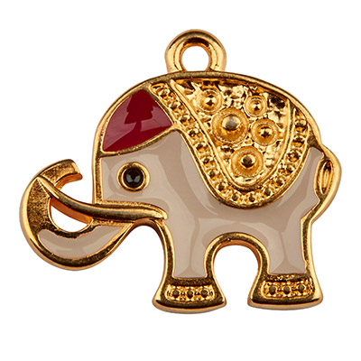 Metal pendant elephant, 12 x 13 mm, gold-plated 