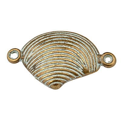 Patina bracelet connector shell, 14 x 25 mm 