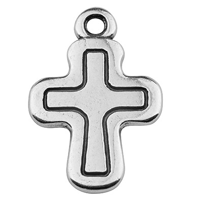 Metal pendant cross, 12 x 16 mm, silver-plated 