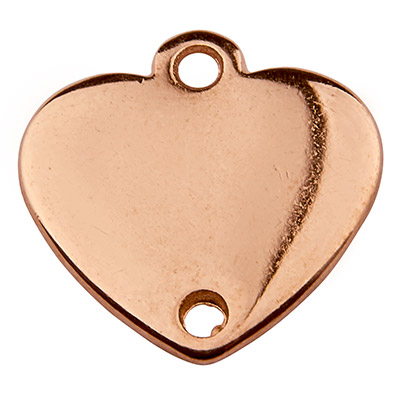 Metal pendant heart,13 x 12 mm, rose gold plated 