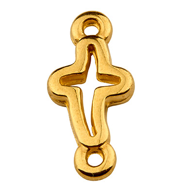 Bracelet connector cross, 7 x 10 mm, gold-plated 