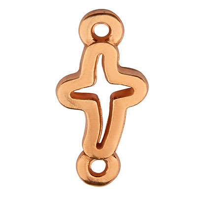 Bracelet connector cross, 7 x 10 mm, rose gold plated 