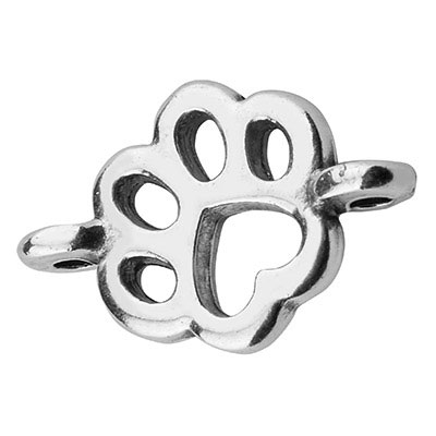 Bracelet connector paw, 11 mm, silver-plated 
