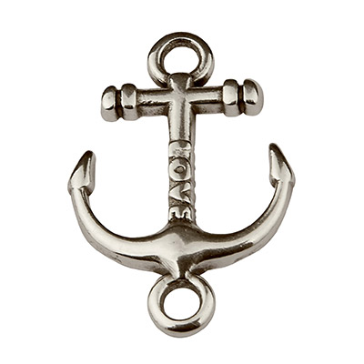 Bracelet connector anchor, 13 mm, silver plated 